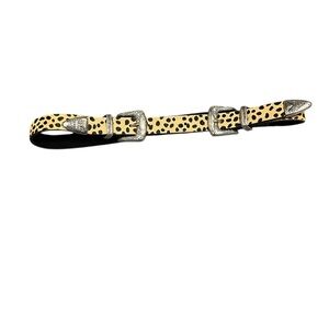 Libby Cheetah Belt Leopard Print Belt with Silver Buckles Sz M